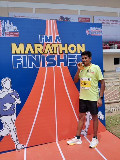 May be not a super pace ..its my first full marathon  finished in 4:53 Hours. (42.2K0