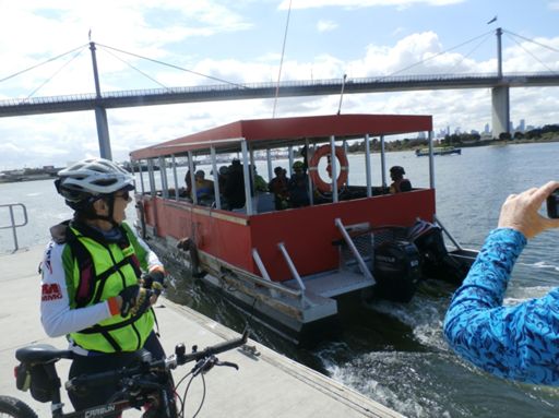 The first half of the group set off on "The Punt" under the Westgate Bridge.