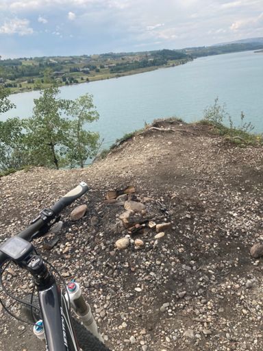 Found a party spot, if I had a garbage bag I could fill it with empties. Also a possible connection to the Glenbow Ranch trails not on private land. A full loop could be in the cards next week.