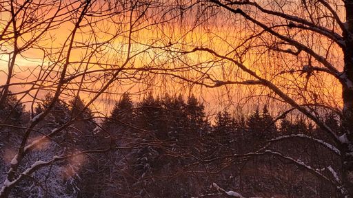 Morgengry i Østmarka sett fra Haraløkka