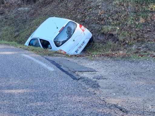Als je te hard door de bocht wilt. De airbag heeft zijn werk wel gedaan.
