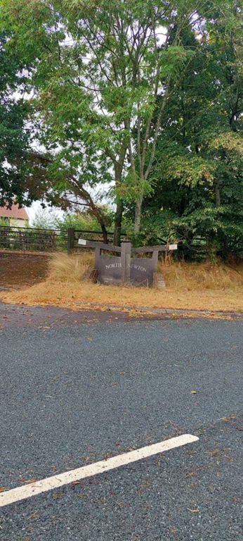 North Newton has a super emblem.   The preceding muddy roads were close to the route to the canal we took in Week 1 from the Walnut Tree Hotel to the North Newton Bridge on the Bridgwater and Taunton Canal, and which we almost completely replicated in reverse.   Leaving North Pemberton without a coffee, I stopped at a petrol station for one, till Lorraine suggested it was unlikely I would like its coffee if indeed it had any. A few minutes later, a Costa came into view. Hurrah.   A long chat with one couple about what we are doing, and a shorter one with Duncan, owner of Corner to Corner upholstery cleaners.   Sarahjayne and Colin, who married yesterday,  started their honeymoon at the Blue Mantle B&B we stayed at in Wellington and kindly donated £20 on the spot after a brief discussion having seen the back of my jersey.