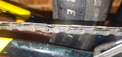 That link is stretched, and that's why this whole ride my gearing was off and kept slippin