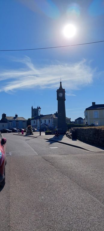 St Just Town centre, bustling in a small way with people