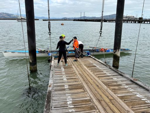 The quad launching from the Dolphin Club dock 