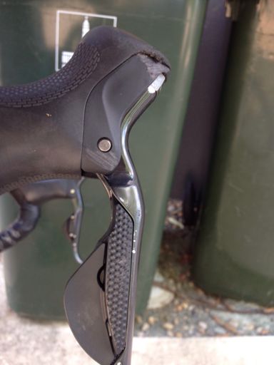 Right shifter scraped and pushed over from stack, must have disconnected the DI2 cable