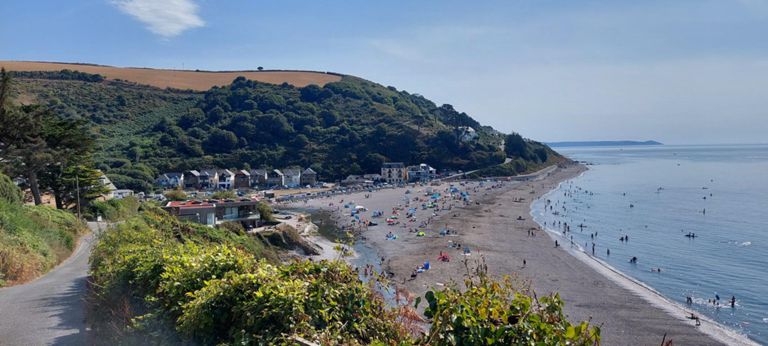 Seaton. It was worth the climb before, the drop down to Seaton and pushing the bike up narrow Tregunnick Lane the other side to see the pleasure and enjoyment people were having.   However, having compared on Komoot, I will change the route to go along the front and more gently climb the hill: 2.2miles 450ft via Downderry vs. 3.03miles 475ft the way we went.