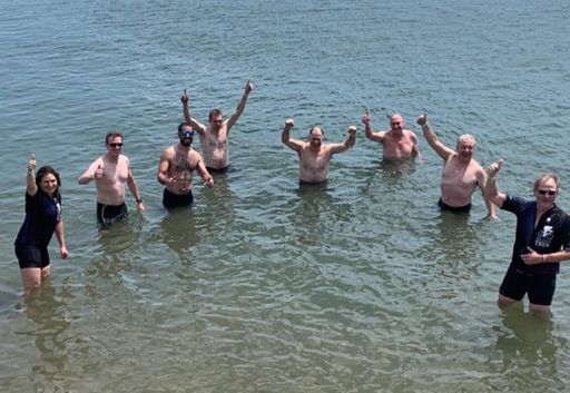 Half the team took a swim in Long Island Sound
