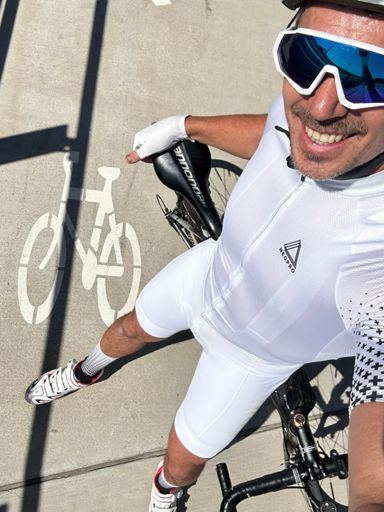 All in WHITE , but on a black bike, not a white one.