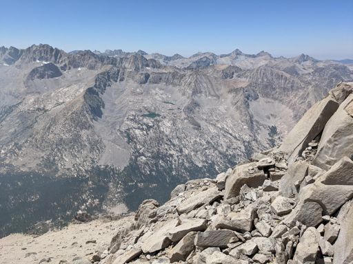 Great Western Divide, Videttes, and eastern reaches of the Kings-Kern Divide from the summit of University Peak.