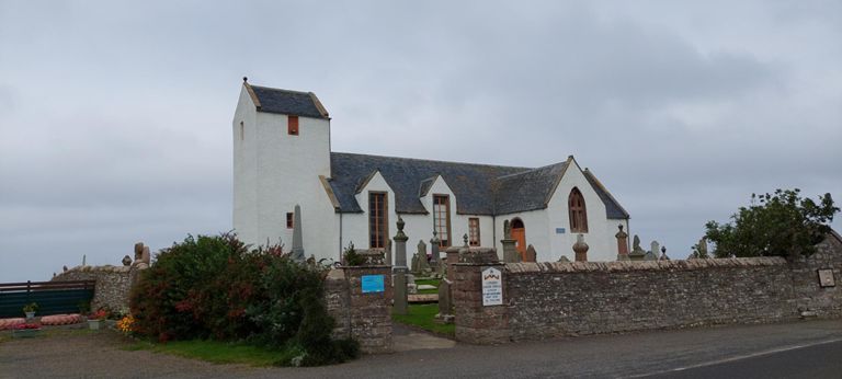 Queen Mother prayed here when using Castle of Mey, 1959-2001. Family tombstone of De Groot family of JOG founder is in the entrance. Thank you for the bench we sat at for lunch. https://www.undiscoveredscotland.co.uk/johnogroats/canisbaykirk/index.html