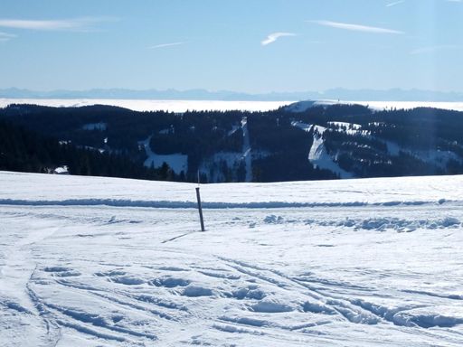 Blick zu den schweizer Alpen, mit Mont Blanc.