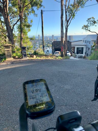 Top of hill at Burleigh Heads, after climb up Wairoo St
