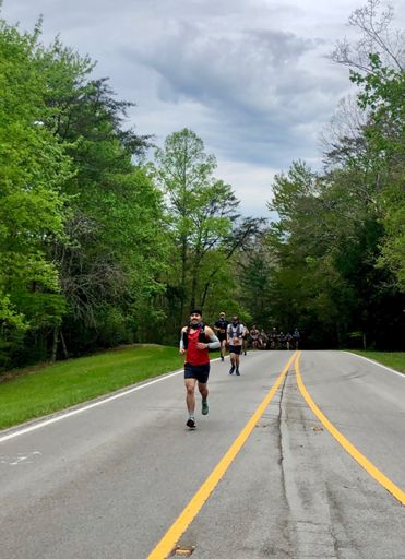 Mile 0.5, setting the pace and getting chased! 🐇