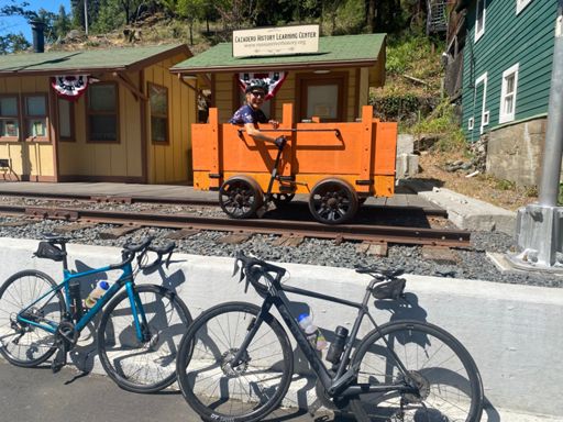 Amanda’s off the bike.  Train time!!