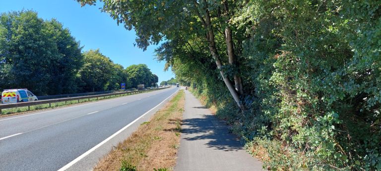 Cycle path beside A38 which we were beside, close or far, till Plymouth.