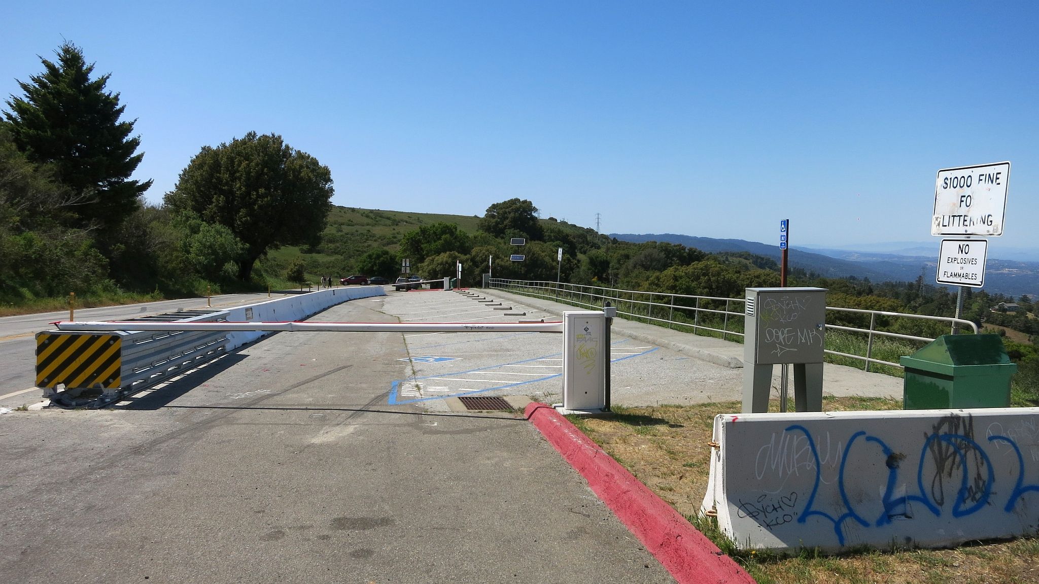 Historic photo from May 2021 which shows the automatic gates meant to close the overlook at night.