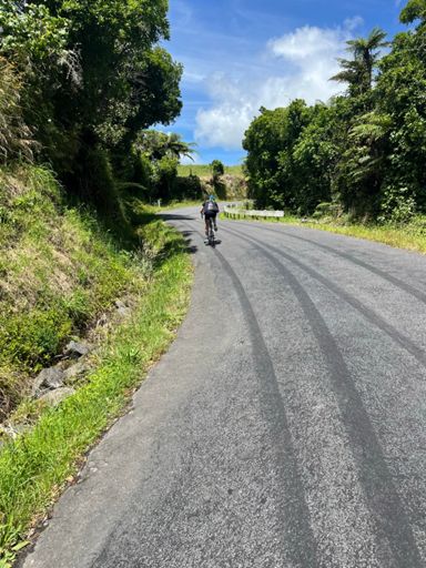Olivia dropping me on Bertrand Road hill.
