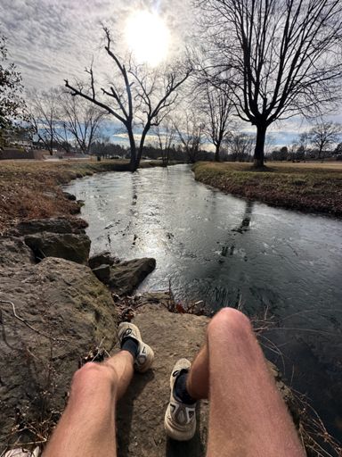 Quickly enjoying the view of a slightly frozen version of Mountain Run. 