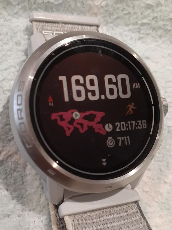 Final watch distance/image. Time includes stops for crossing roads, topping up water, working out where I was going next etc