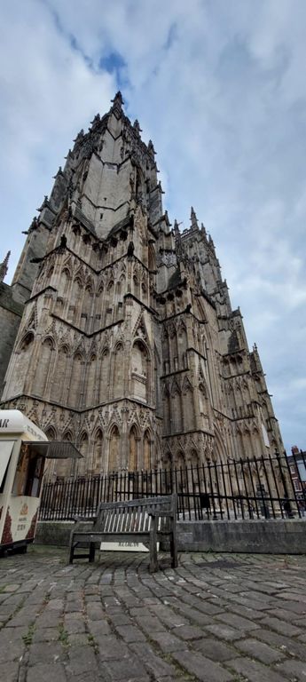 Looking up at the north west corner tower from Dean's Park path