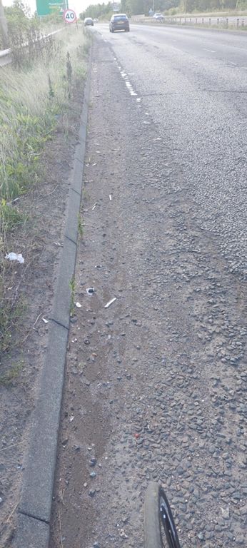 The planned route left the end of the railway path in a park then onto The Jewel then right at a roundabout for a short section on the A1. I thought its shortness would be bearable.  It was not and a bad surface.  I noticed a potential path route the other side of The Jewel, so will explore re-routing that way.