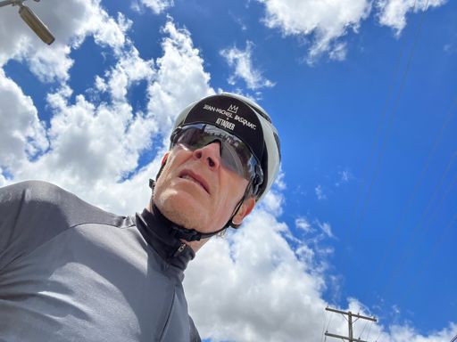 Just turned the corner into the wind at Berwick. The upturned lip is the wind sucking my soul up my trachea and out my mouth.