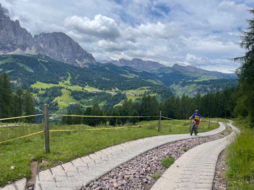 Steeper than it looks... Seiser Alm in background... where we biked yesterday