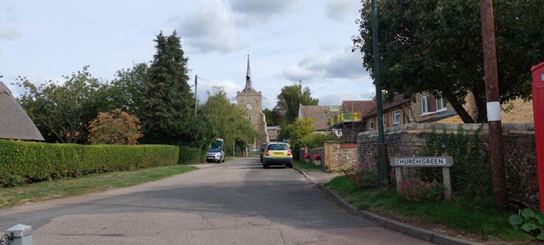 Grade II listed St Mary and St John, Hinxton, I could only photograph and pass!    Parts built c1200; other parts added in 14th, 15th and 19th centuries  https://en.wikipedia.org/wiki/St_Mary_and_St_John_Church,_Hinxton