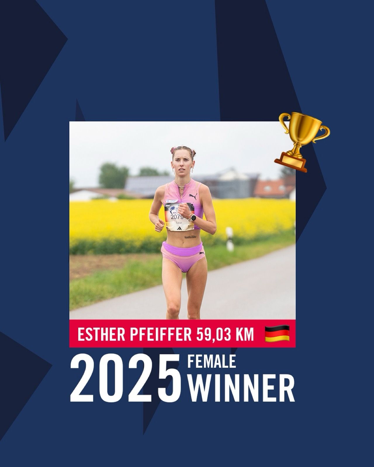 Esther Pfeiffer did not come to play 🥇
With an incredible 59,03 km she secures her first Wings for Life World Run title 🇩🇪