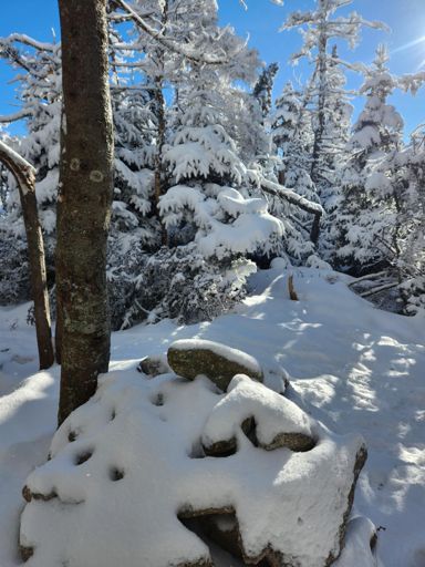Summit of East Osceola...an amazing view of a pile of rocks covered in snow.