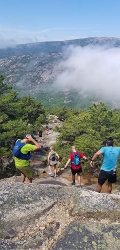 One of the final descents of the day, coming down Champlain with our final climb, Dorr, in front of us.  