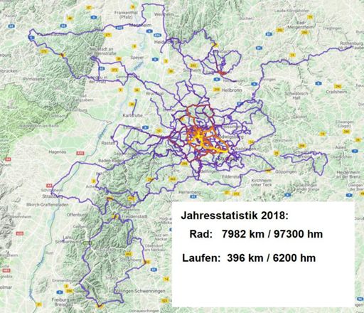 Rad- und Laufstrecken 2018 BaWü