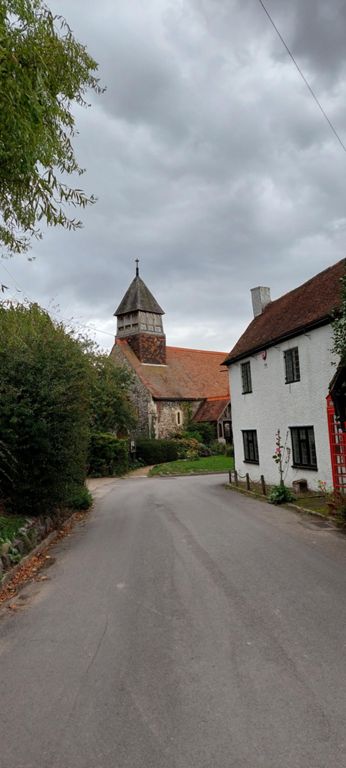 St Mary's, Stodmarsh. 5 miles east of Canterbury.  Built in 12th and 13th century, modernised in 1880.
https://en.m.wikipedia.org/wiki/Stodmarsh