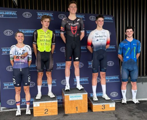 Jackson Medway and Brodie Chapman on the A Grade podium