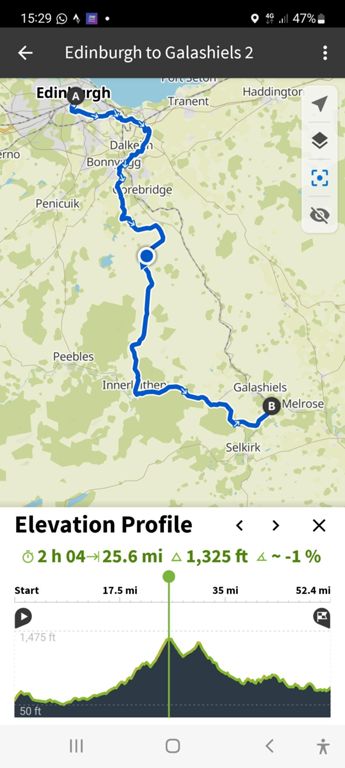 Recorded  where on route this high point is