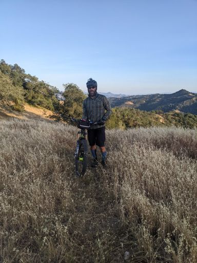 Top of Burra Burra Trail at dusk.  Around mile 75.  Aaron rode with me the whole way on a belt drive single speed 42 front/ 34 rear.