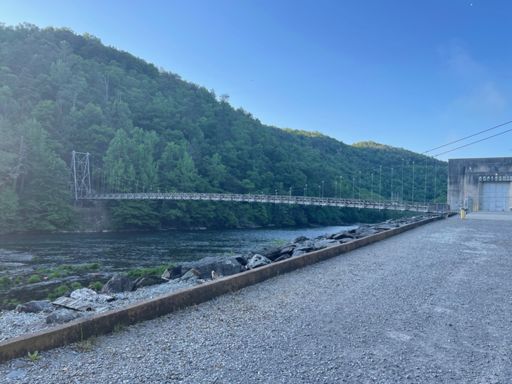 Crossing the Hiwassee River at the very end on cool pedestrian bridge.