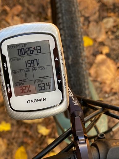 This 30% gravel grade always gets me. I’m going to ride it on a dry day when the slippery leaves are gone. 💪
