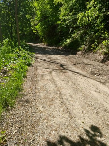 Gravel is starting to get loose on this climb.