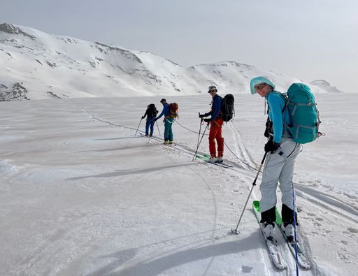 Crossing the Glacier de la Plaine Morte towards the Wildstrubel mountain (3.244 m)