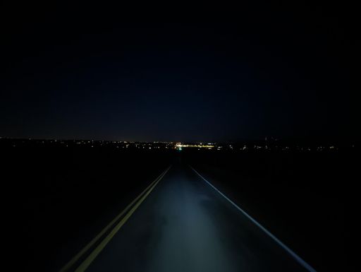 City lights at the start of the ride.