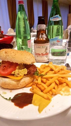 Found Little Sumpin' in Italy! Perfect start to tomorrow's rest day. Hamburgers are team tradition into rest day as well