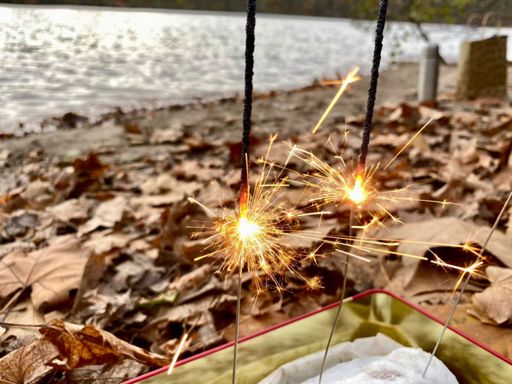 Birthday cake with sparklers