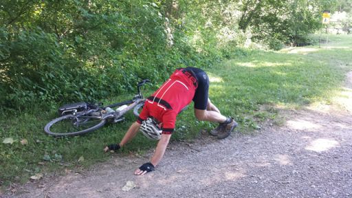 Downward dog.  Richard doing his yoga(urt)!