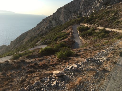 22 switch backs on cobbled road