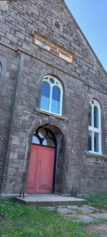 Wesleyan Chapel built 1868 on route out of Penryn. http://cornishstory.com/2021/05/17/mapping-methodism-trenoweth-wesleyan-chapel-mabe-burnthouse/