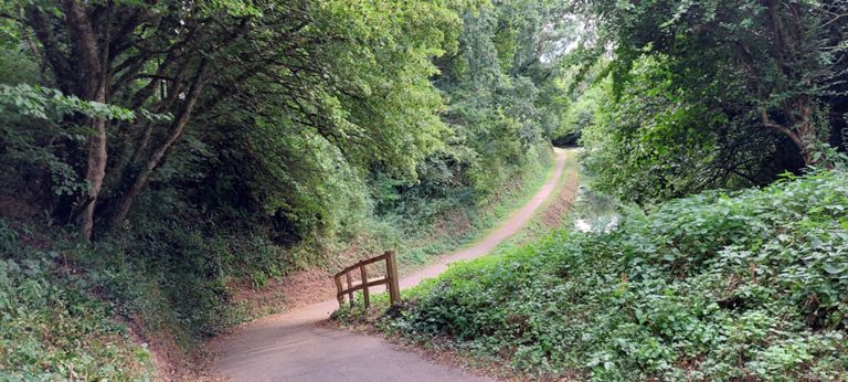 Steep run down to the greater length of the Grand Western Canal. We came off at Sampford Peverell
