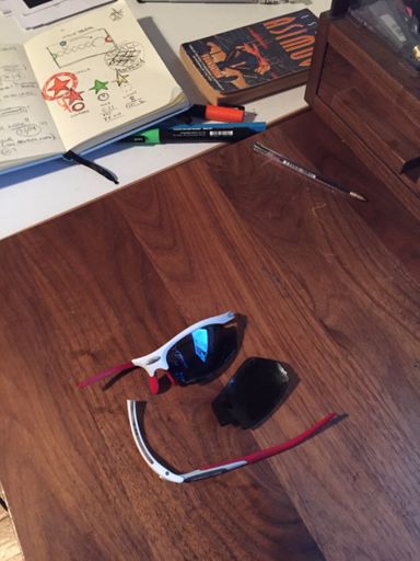 Snapped what was left of these today simply taking them off - damage was done when they flew during my canopy incident the other day when the van driver said "your specs are over there by the way!" As I picked myself up.