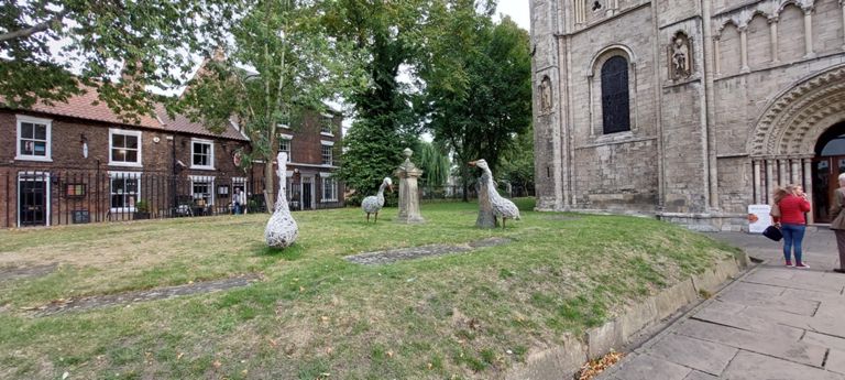 A monk named Benedict dreamt being called by St Germain to start a monastery at "Selebiae" and that its location would be identified by three swans.  https://www.selbyabbey.org.uk/the-rich-and-colourful-history-of-selby-abbey/